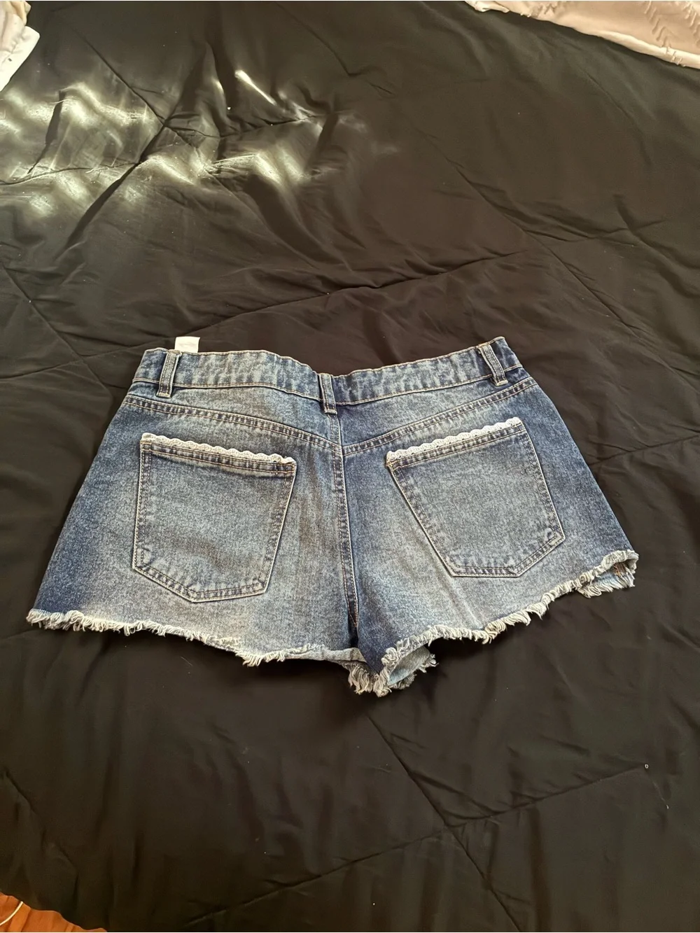 Distressed Denim Jean Shorts - Blue